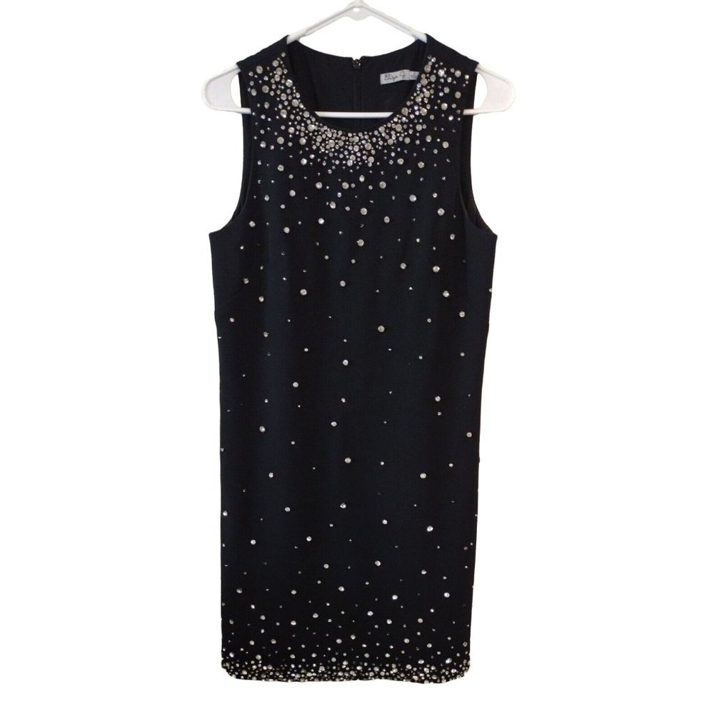 Eliza J Gem Studded Sheath Sleeveless Dress Size 6 Black